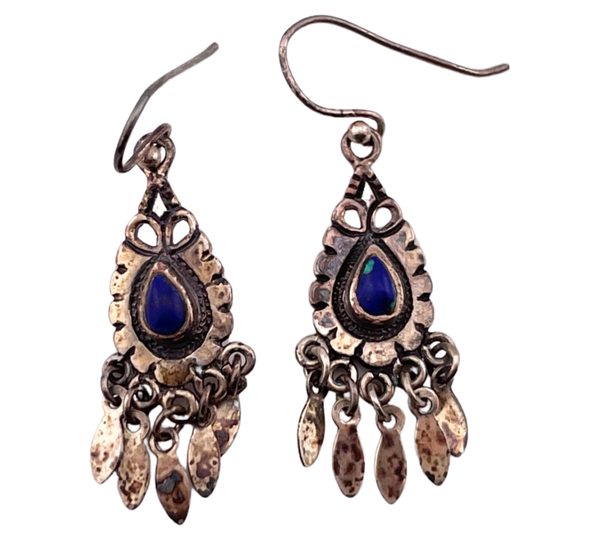 sterling silver azurite dangle earrings