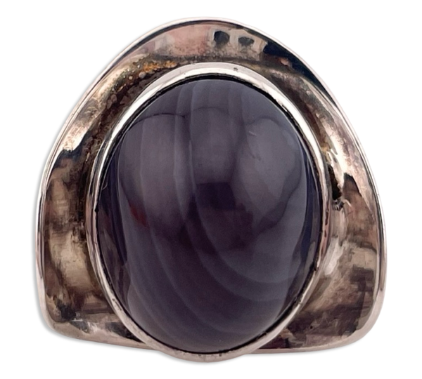 size 6.5 sterling silver modernist agate ring