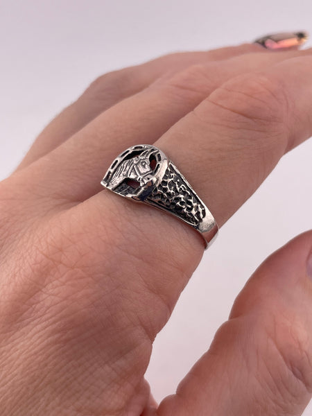 size 10 sterling silver horse horseshoe ring