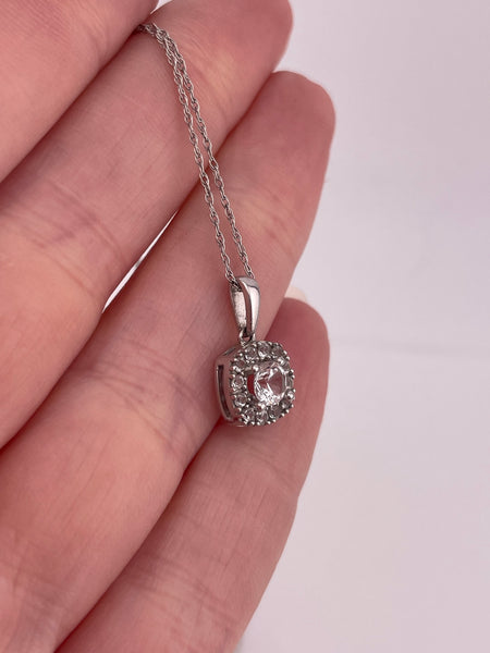 sterling silver delicate rhinestone pendant necklace