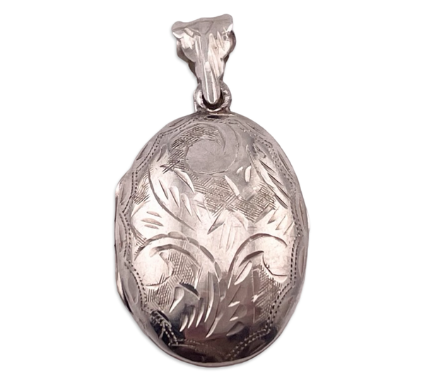 sterling silver oval etched locket pendant
