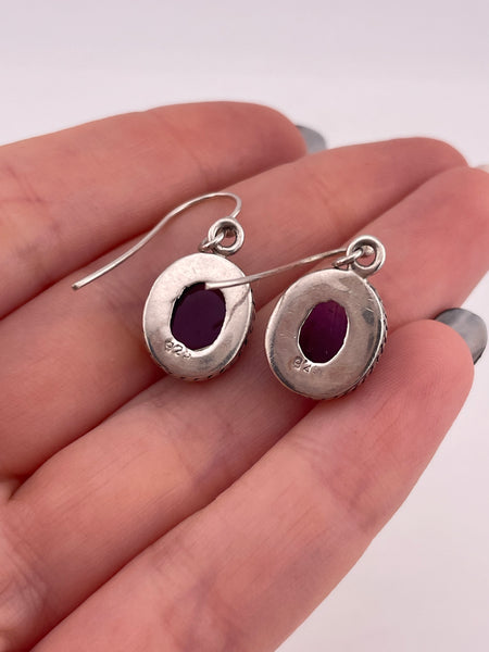 sterling silver amethyst hook dangle earrings