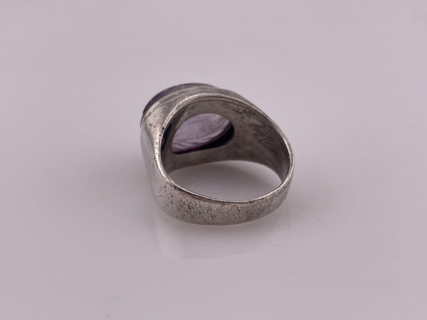 size 9.5 sterling silver Janiye Miye Matsukata carved amethyst scarab beetle ring **AS IS**
