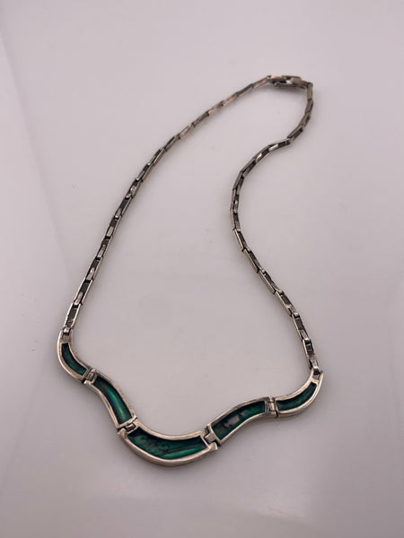 sterling silver 16-1/2" abalone necklace