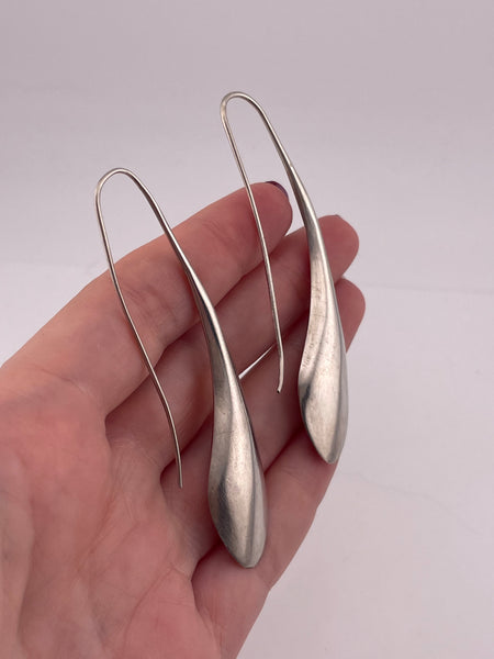 sterling silver large stoneless threader dangle earrings