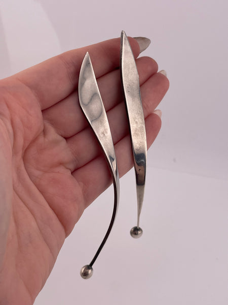 sterling silver 4-1/8" stoneless post earrings