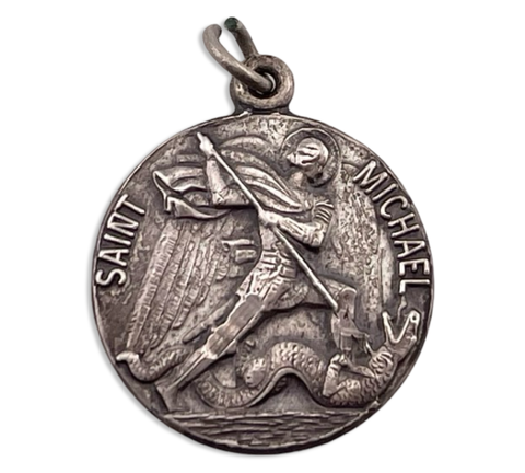 sterling silver religious Saint Michael pendant