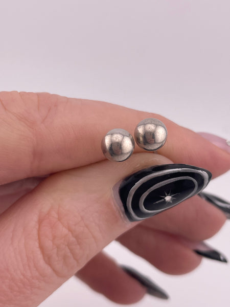 sterling silver small round ball sphere post earrings