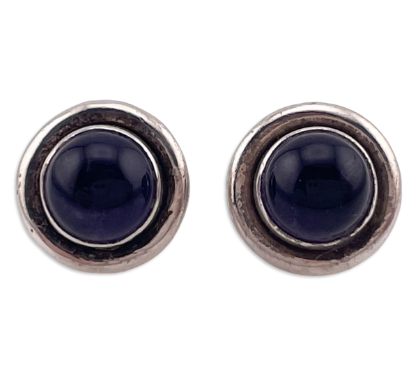 sterling silver round amethyst post earrings