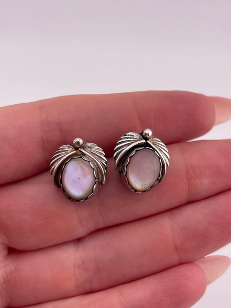 sterling silver mother of pearl post earrings