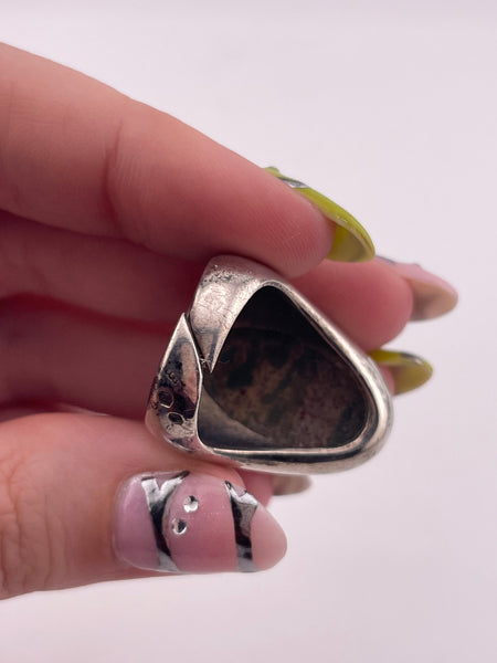 size 5.75 adjustable band 800 silver chunky jasper ring
