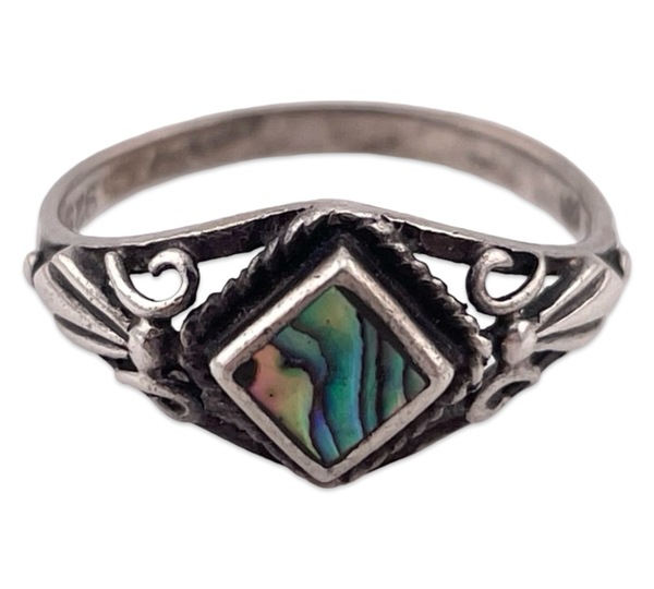 size 7 sterling silver abalone ring