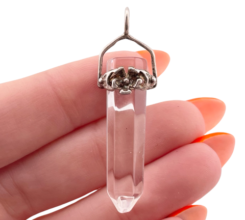sterling silver glass prism flower pendant