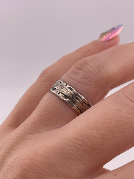 size 6.75 sterling silver old textured band ring