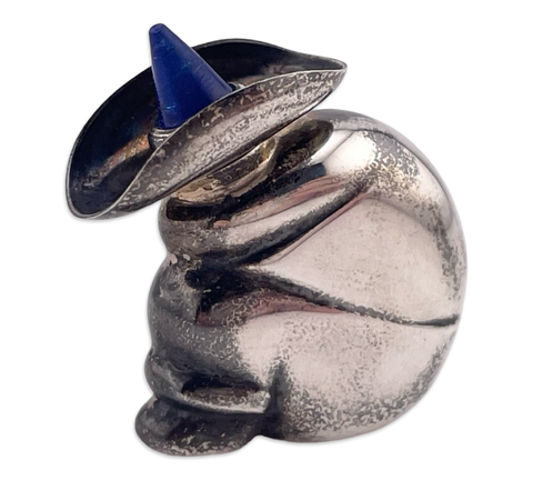 sterling silver sleeping person sombrero perfume bottle brooch pin
