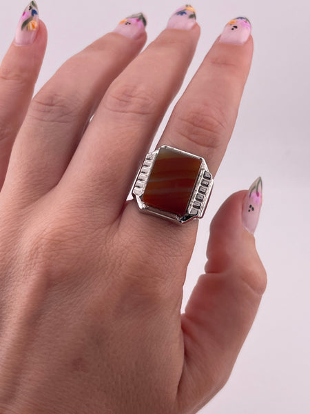 size 8 sterling silver rhodium plated Clark and Coombs ring