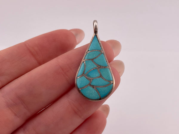 sterling silver turquoise fishscale pendant