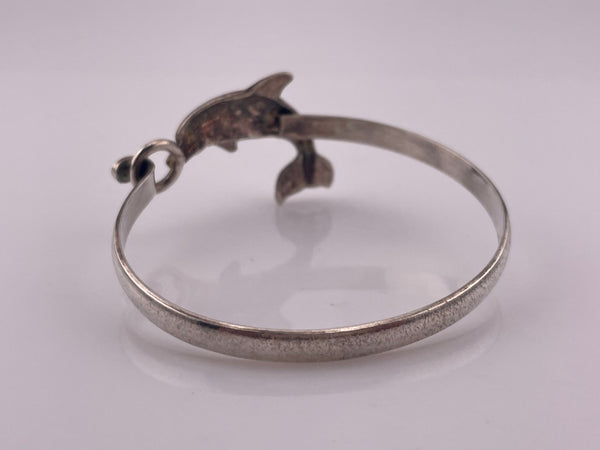 sterling silver 6-1/2" dolphin bangle bracelet