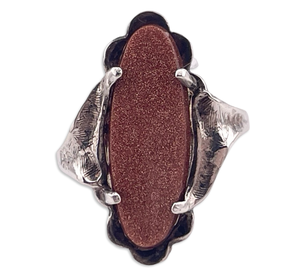 size 6.25 sterling silver goldstone ring