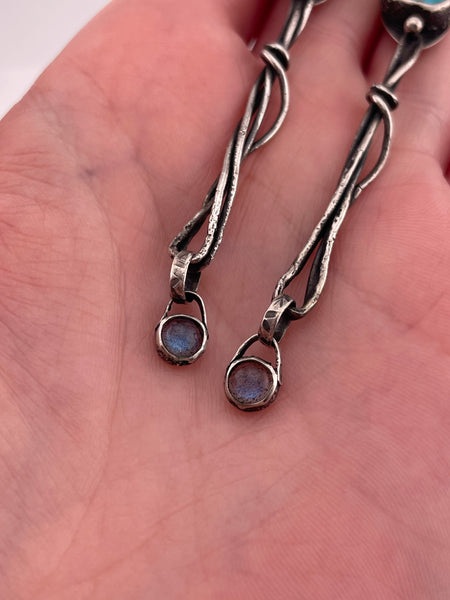 sterling silver artisan turquoise rainbow moonstone hook dangle earrings