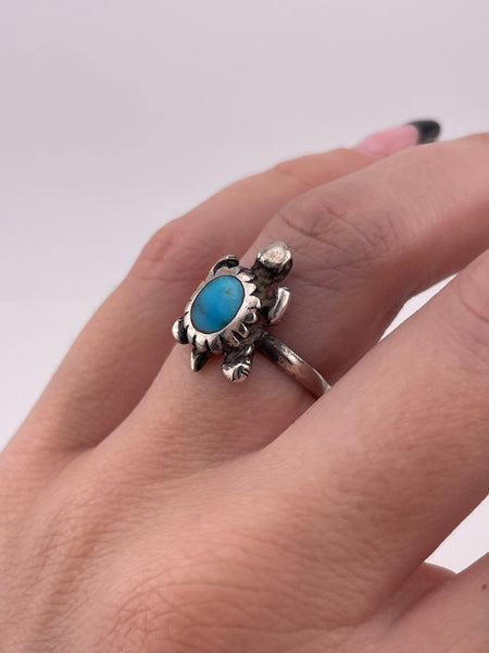 size 6 sterling silver turquoise turtle ring