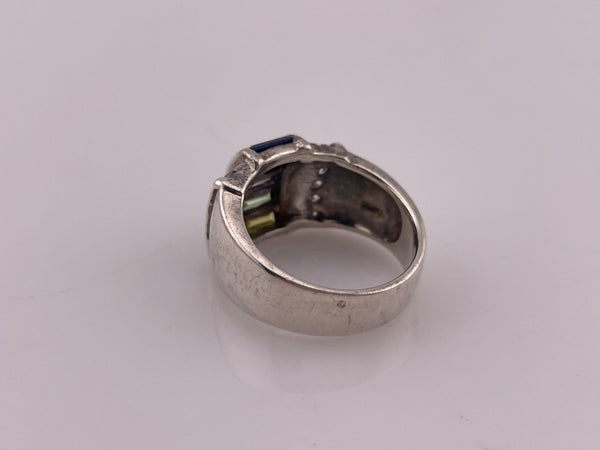 size 6.5 sterling silver faceted glass rhinestone ring