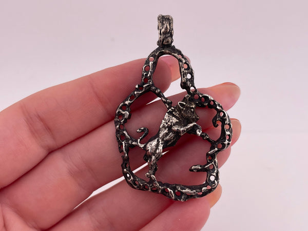 sterling silver large brutalist Taurus zodiac sign pendant