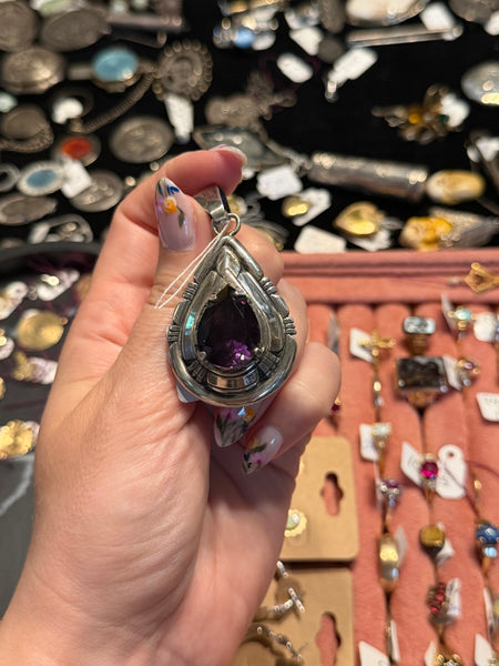 RESERVED PRIVATE LISTING -- sterling silver Carl Quintana amethyst pendant C1