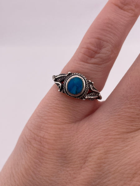 size 4 sterling silver synthetic turquoise ring **AS IS**
