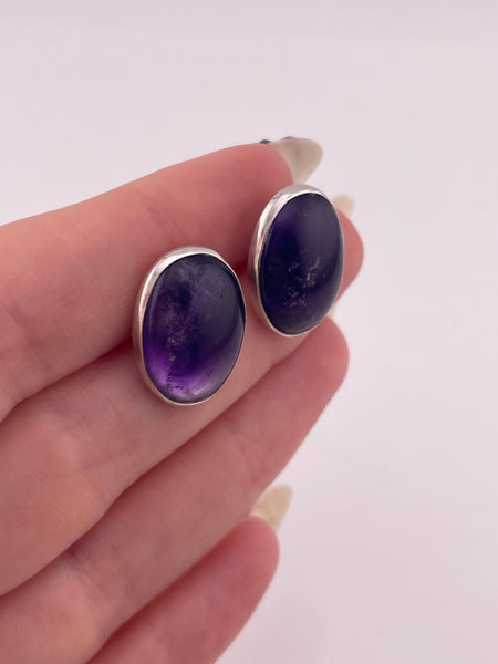 sterling silver J.P. Reardon oval amethyst post earrings