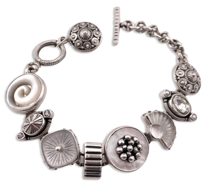sterling silver designer Mars & Valentin t-bar toggle link bracelet