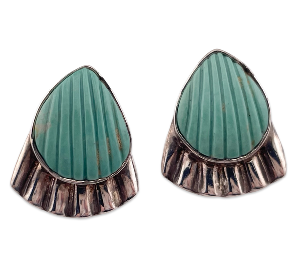 sterling silver carved turquoise Jay King post earrings