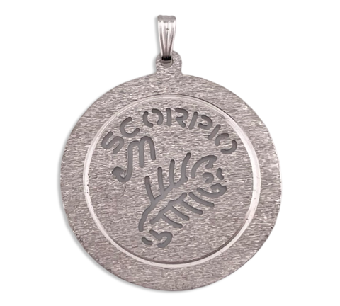sterling silver Scorpio the Scorpion zodiac etched cut-out design pendant