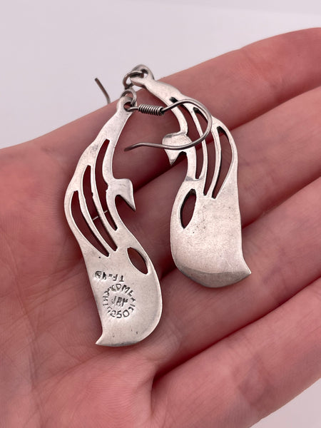 sterling silver bird hook dangle earrings