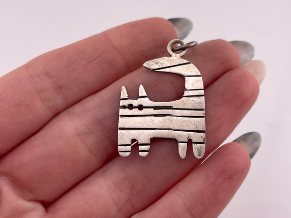 sterling silver cat pendant