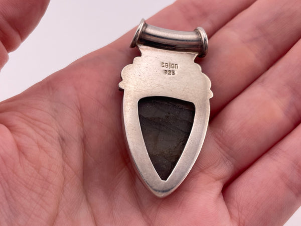 sterling silver Sajen labradorite glass slide bail pendant