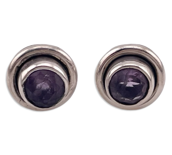 sterling silver faceted amethyst post stud earrings