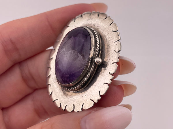 sterling silver amethyst locket pendant brooch