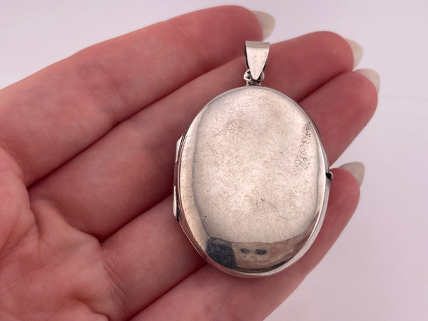 sterling silver oval locket pendant
