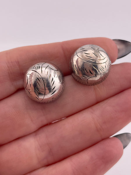 sterling silver etched dome post earrings