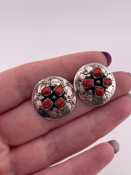 sterling silver coral stamped post earrings ***Non-Sterling Posts***