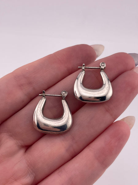 sterling silver u-shape puffy hoop earrings