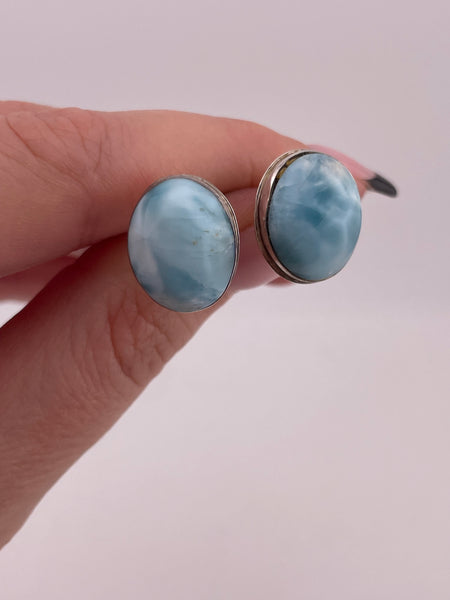 sterling silver larimar post earrings