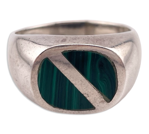 size 10.5 sterling silver malachite ring