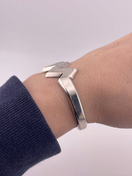 sterling silver Pine Springs stoneless zig zag cuff bracelet