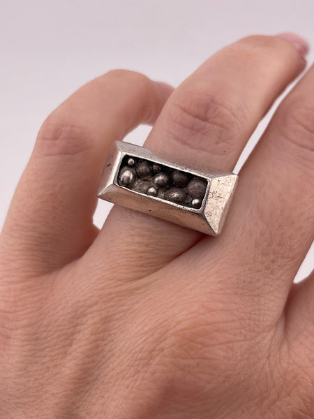 size 6.25 sterling silver chunky stoneless abstract ring
