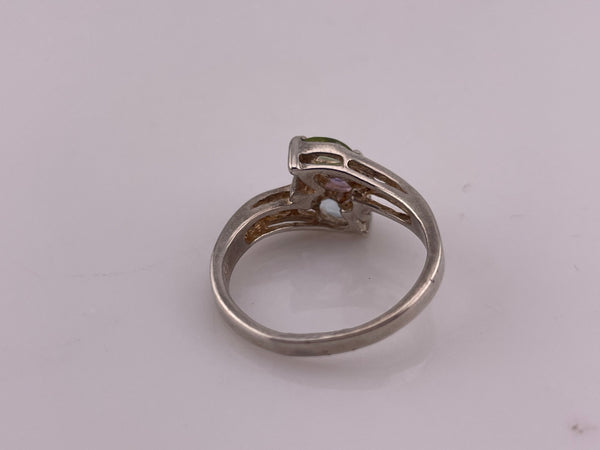 size 9 sterling silver faceted peridot amethyst topaz ring
