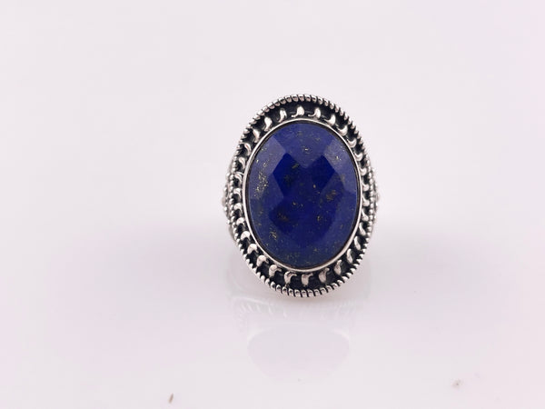 size 5 sterling silver faceted lapis ring