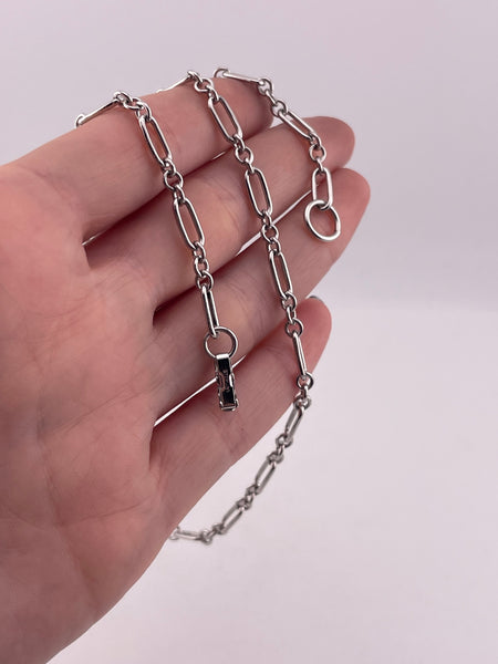 sterling silver rhodium plated 18 7/8" trombone chain link necklace
