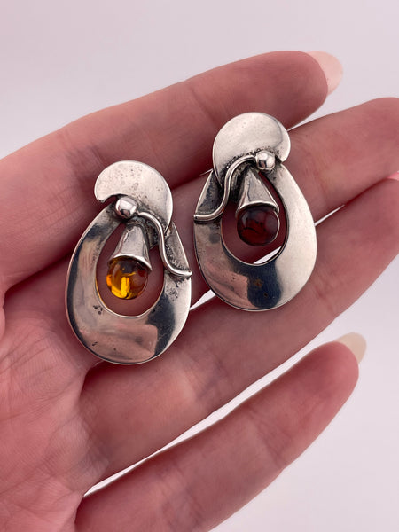 sterling silver synthetic amber post earrings